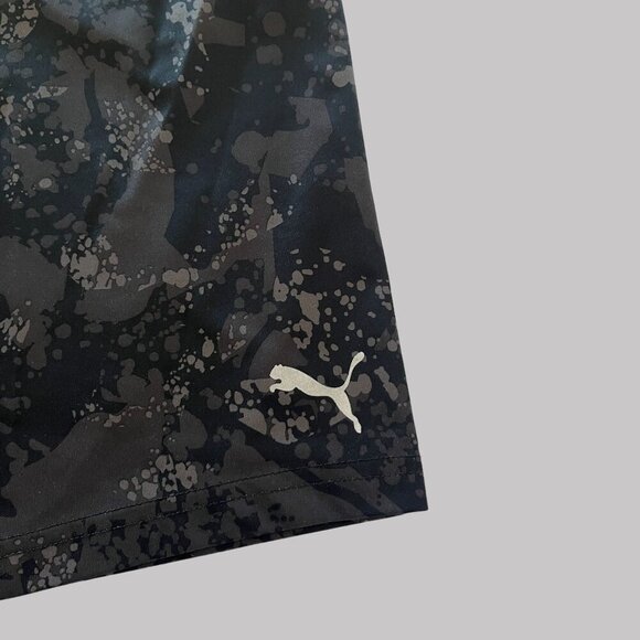 Puma Shorts Boys Large Black Spotted Paint All Over Print Drawstring Pockets - Picture 3 of 9